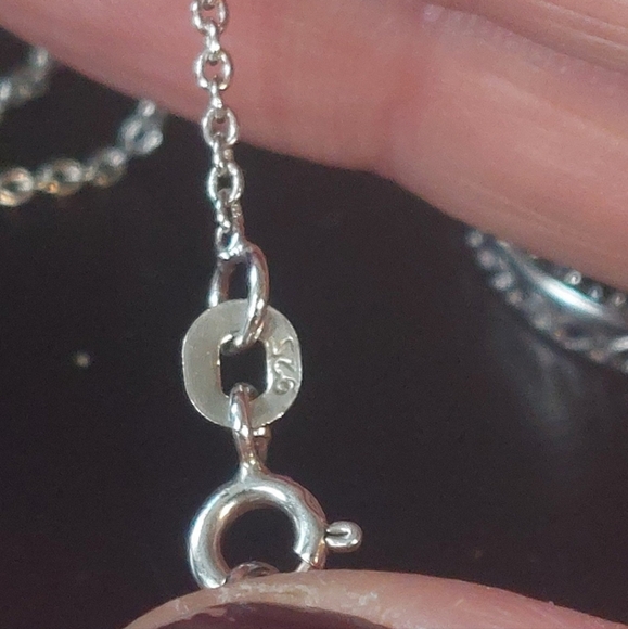 Pink opal and amethyst or rhodolite accent 925 pendant - Picture 12 of 12